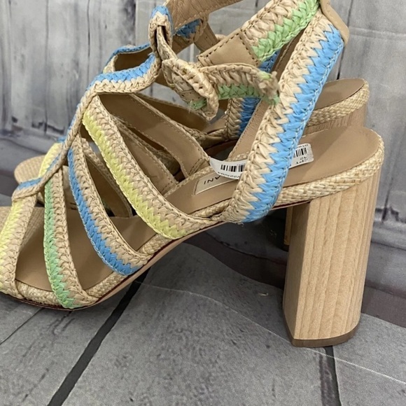 NWT,Antonio Melani Gwindolin Raffia T-Strap Dress Block Heeled Sandals Sz. 10 - Picture 10 of 10